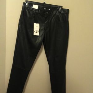Zara Leather Skinny Stretch Pants